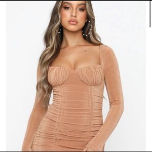 White fox nude tan dress